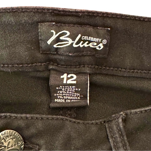 Celebrity Blues Sz 12 Black Stretch Rayon-Polyester-Spandex High Waist Slim Pant - Picture 6 of 6